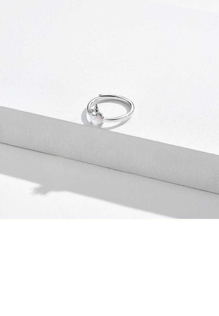 925 Sterling Silver Simple Fashion Unicorn Adjustable Ring with Cubic Zirconia - Luxurious Look