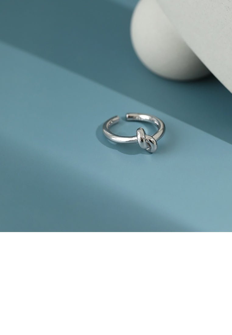 925 Sterling Silver Simple Fashion Knot Geometric Adjustable Open Ring