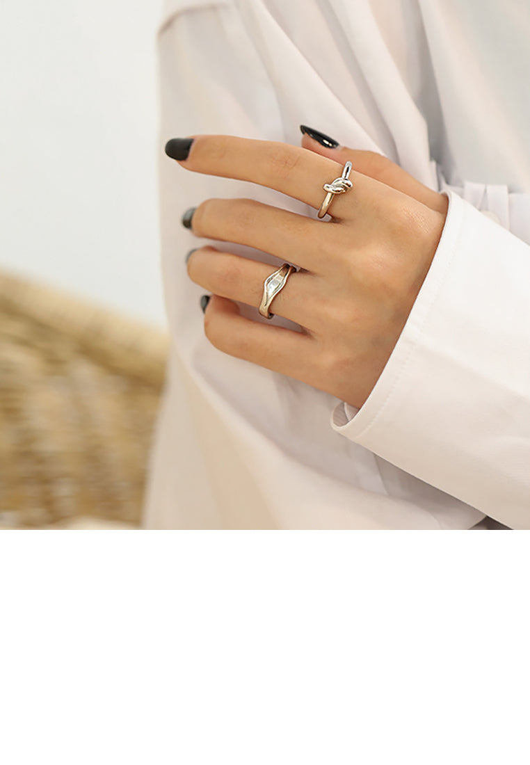 925 Sterling Silver Simple Fashion Knot Geometric Adjustable Open Ring