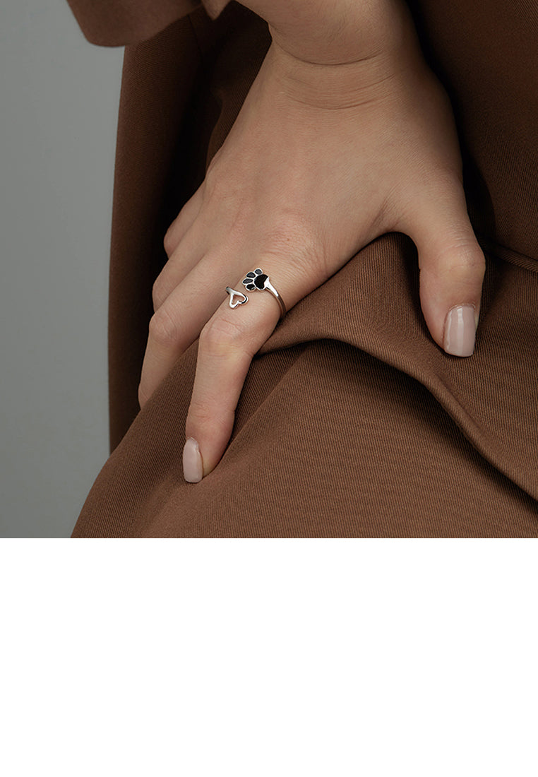 925 Sterling Silver Simple and Cute Dog Claw Open Ring