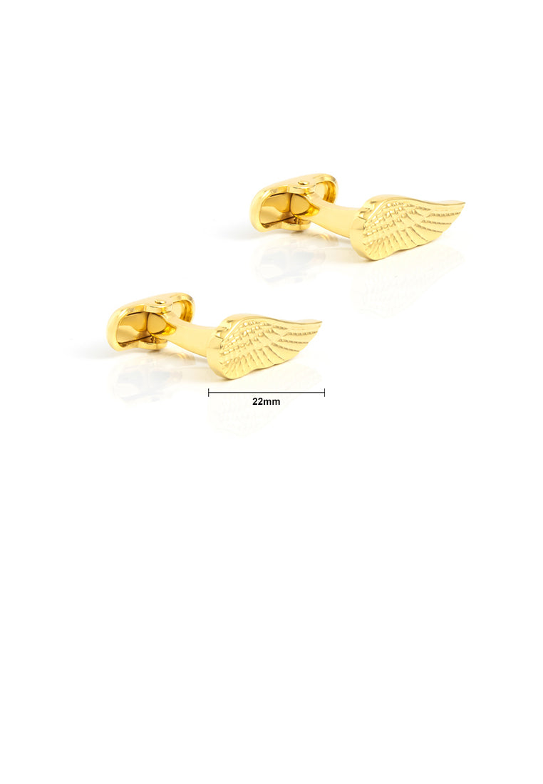 Fashion Personality Plated Gold Angel Wings Cufflinks