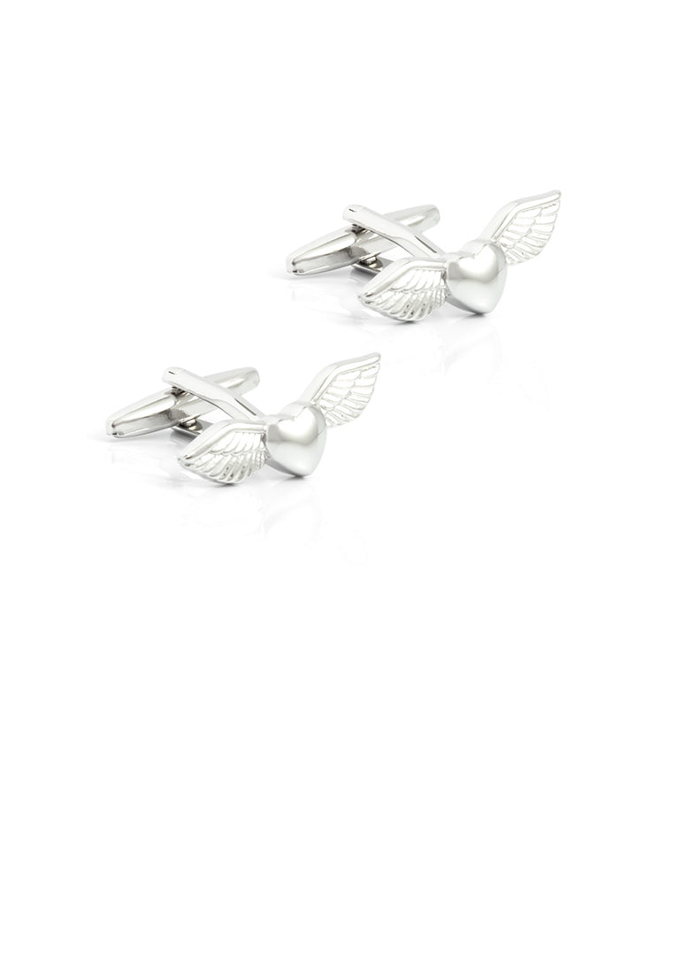 Fashion Simple Heart-shaped Angel Wings Cufflinks