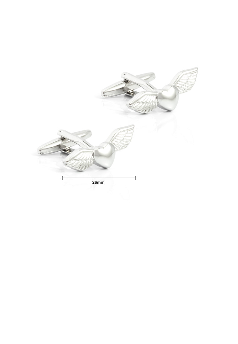 Fashion Simple Heart-shaped Angel Wings Cufflinks