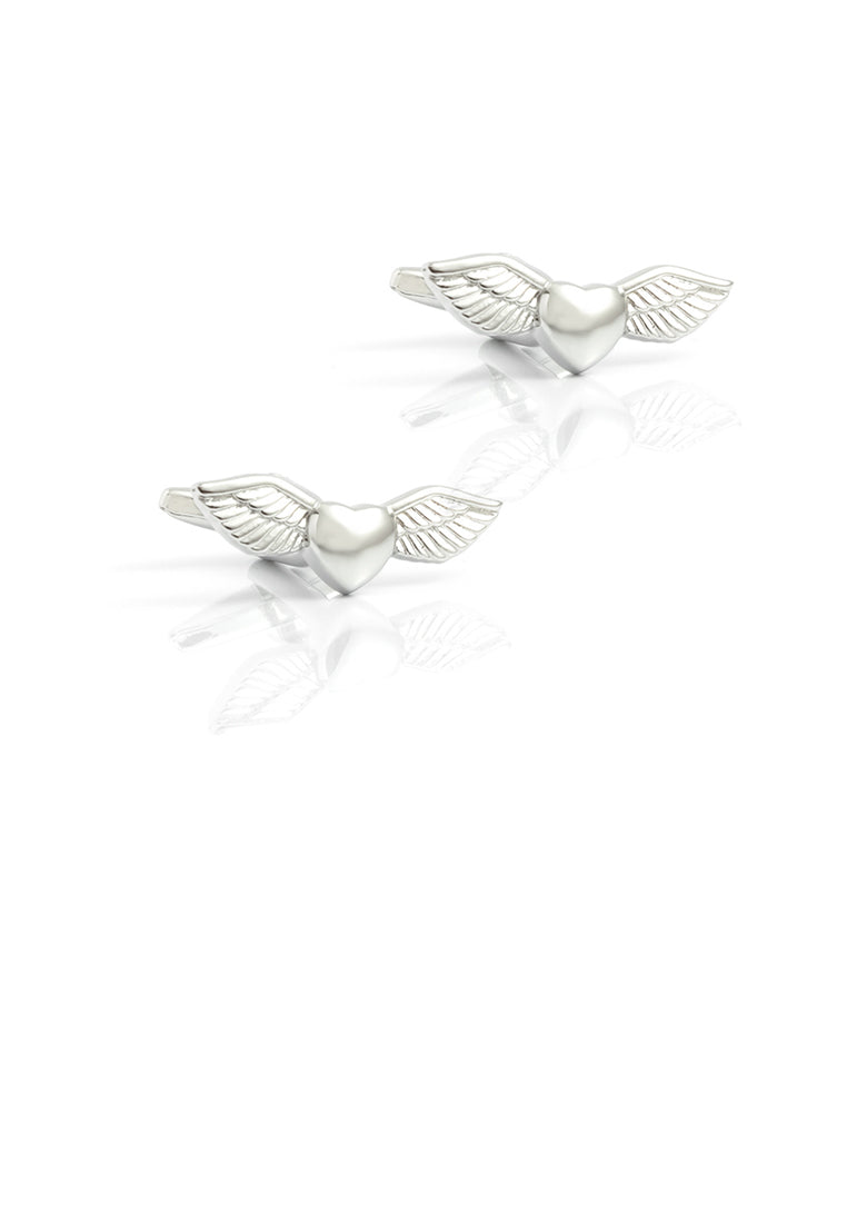 Fashion Simple Heart-shaped Angel Wings Cufflinks