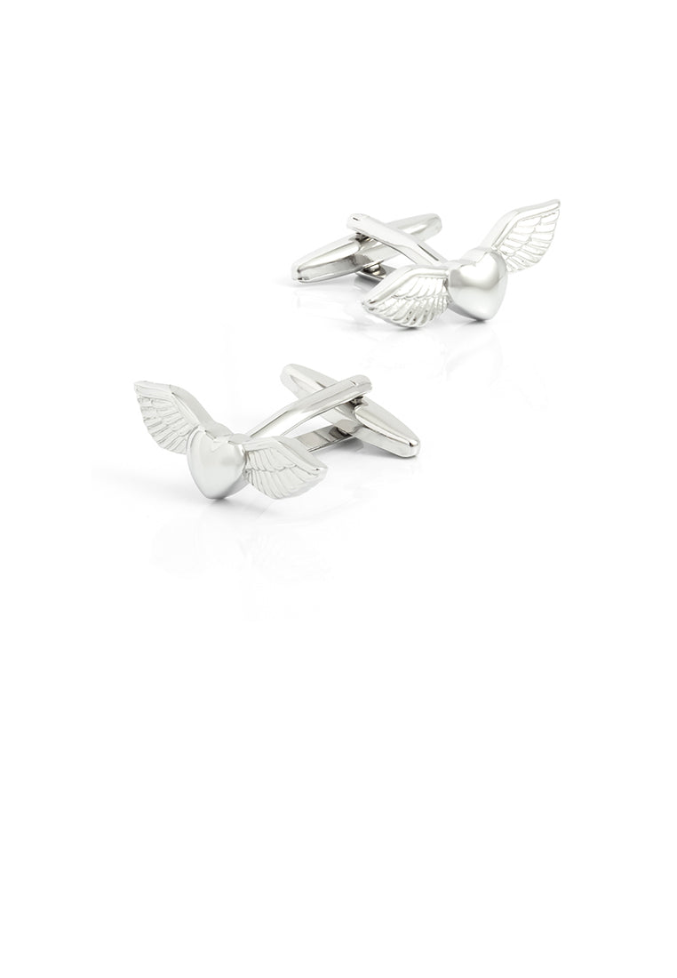 Fashion Simple Heart-shaped Angel Wings Cufflinks