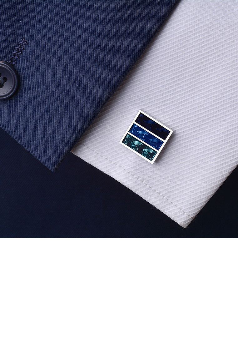 Fashion High-end Blue Geometric Square Cufflinks