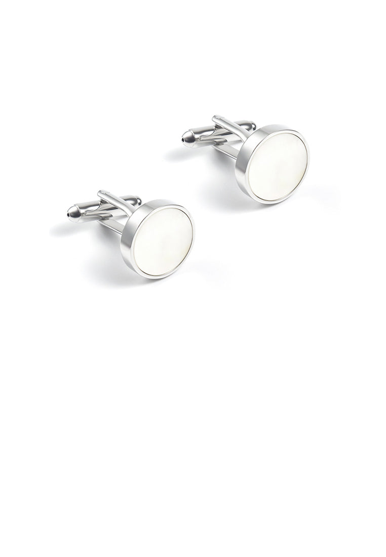 Fashion Simple Geometric Round Shell Cufflinks
