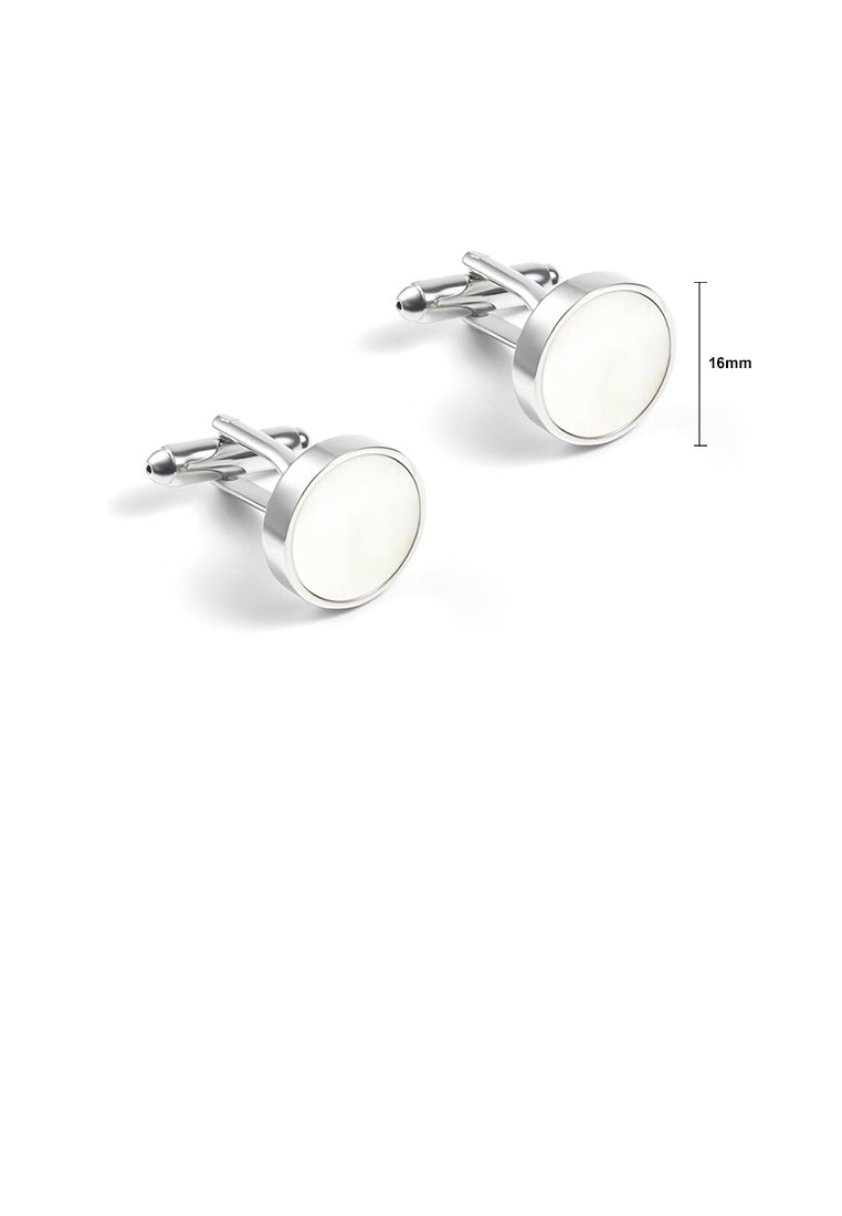 Fashion Simple Geometric Round Shell Cufflinks
