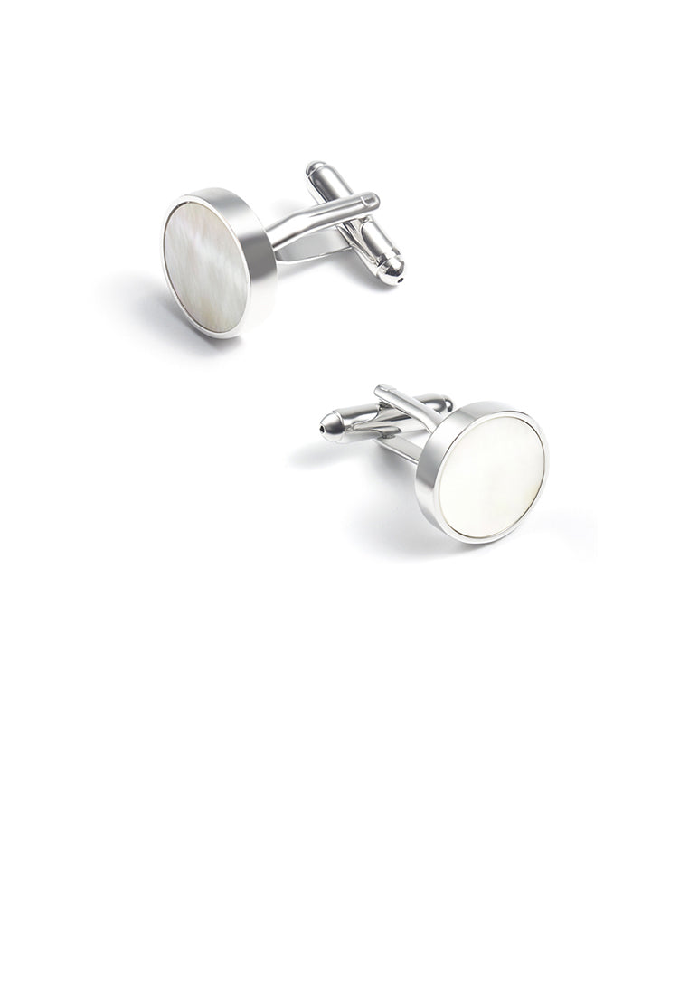 Fashion Simple Geometric Round Shell Cufflinks