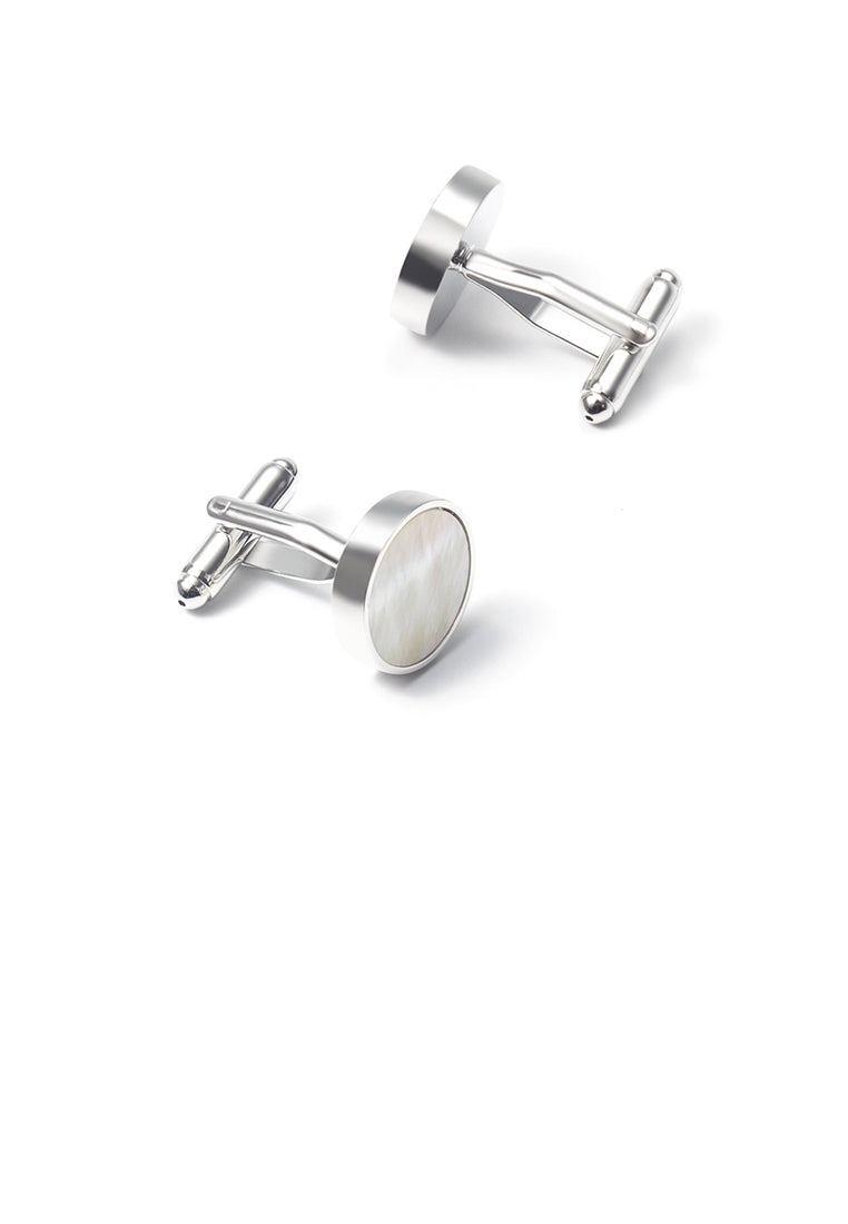 Fashion Simple Geometric Round Shell Cufflinks