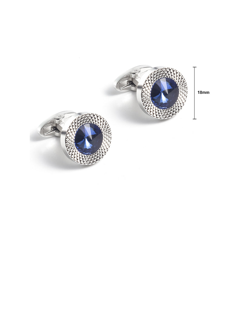 Fashion Temperament Geometric Circular Pattern Blue Cubic Zirconia Cufflinks - Luxurious Look