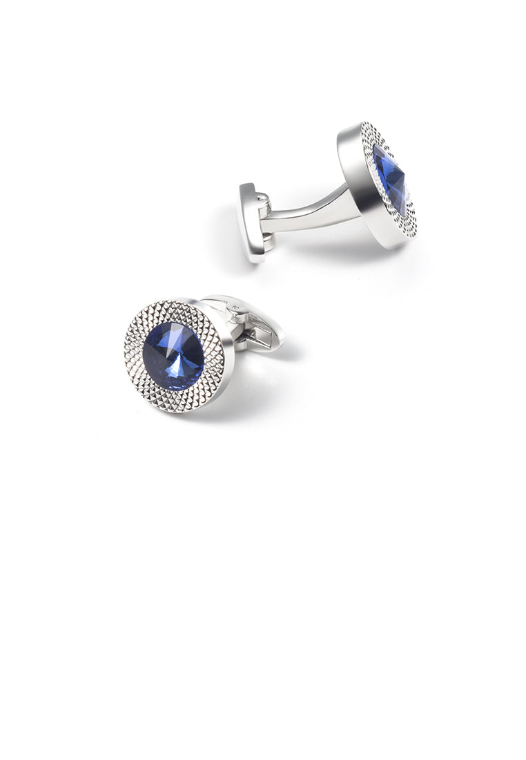 Fashion Temperament Geometric Circular Pattern Blue Cubic Zirconia Cufflinks - Luxurious Look