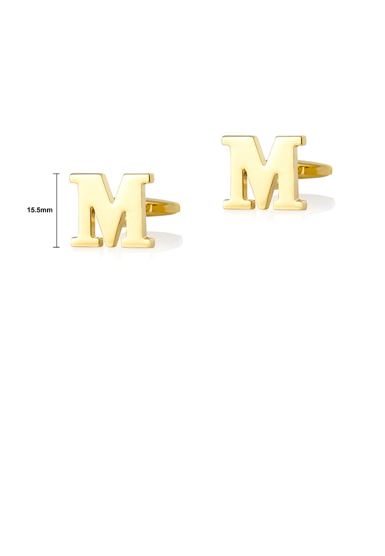 Fashion Simple Plated Gold English Alphabet M Cufflinks