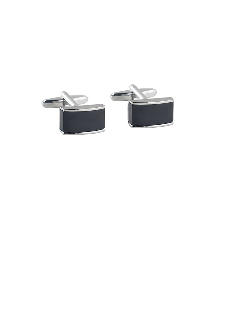 Fashion and Elegant Geometric Rectangle Black Agate Cufflinks