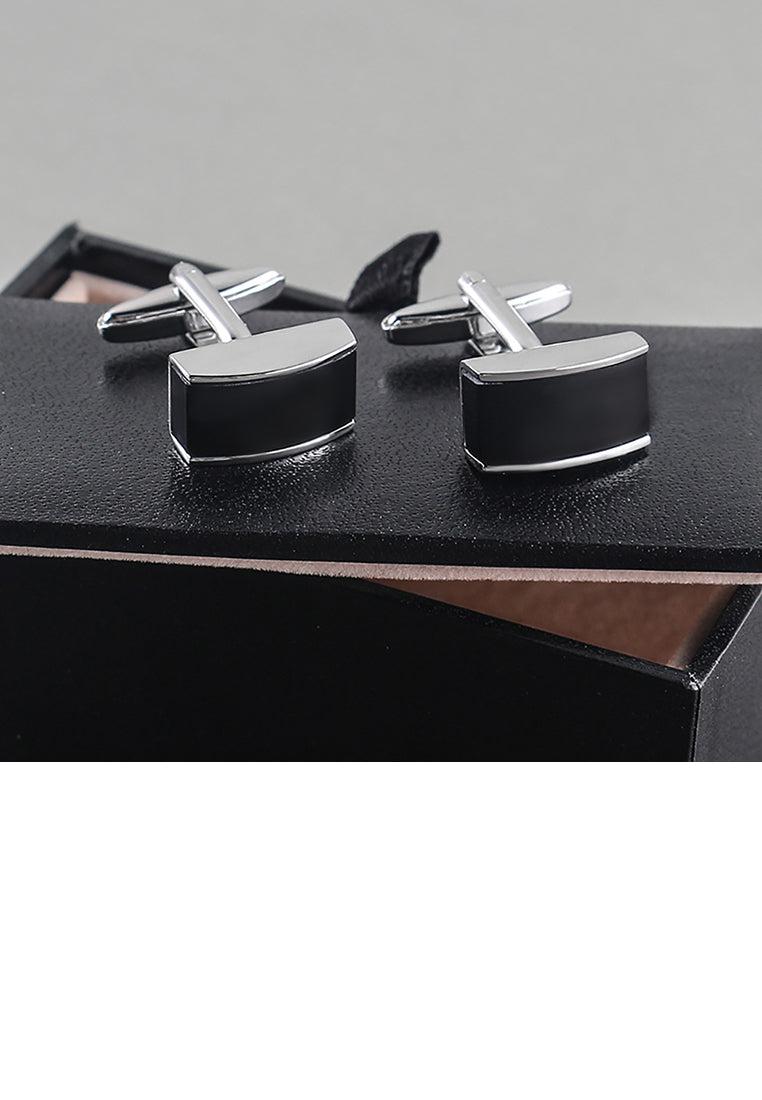 Fashion and Elegant Geometric Rectangle Black Agate Cufflinks