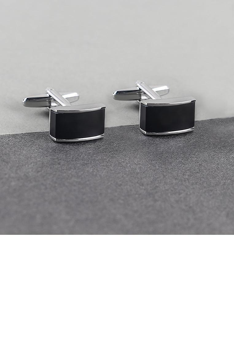 Fashion and Elegant Geometric Rectangle Black Agate Cufflinks