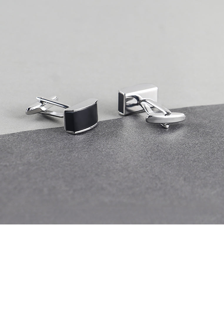 Fashion and Elegant Geometric Rectangle Black Agate Cufflinks
