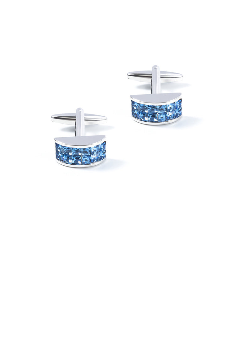 Fashion Simple Geometric Cufflinks with Blue Cubic Zirconia - Luxurious Look