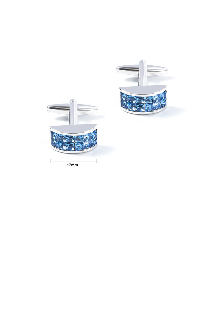 Fashion Simple Geometric Cufflinks with Blue Cubic Zirconia - Luxurious Look
