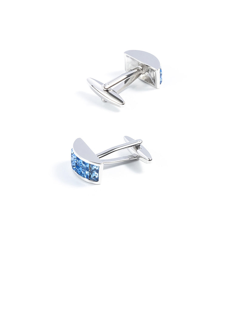 Fashion Simple Geometric Cufflinks with Blue Cubic Zirconia - Luxurious Look