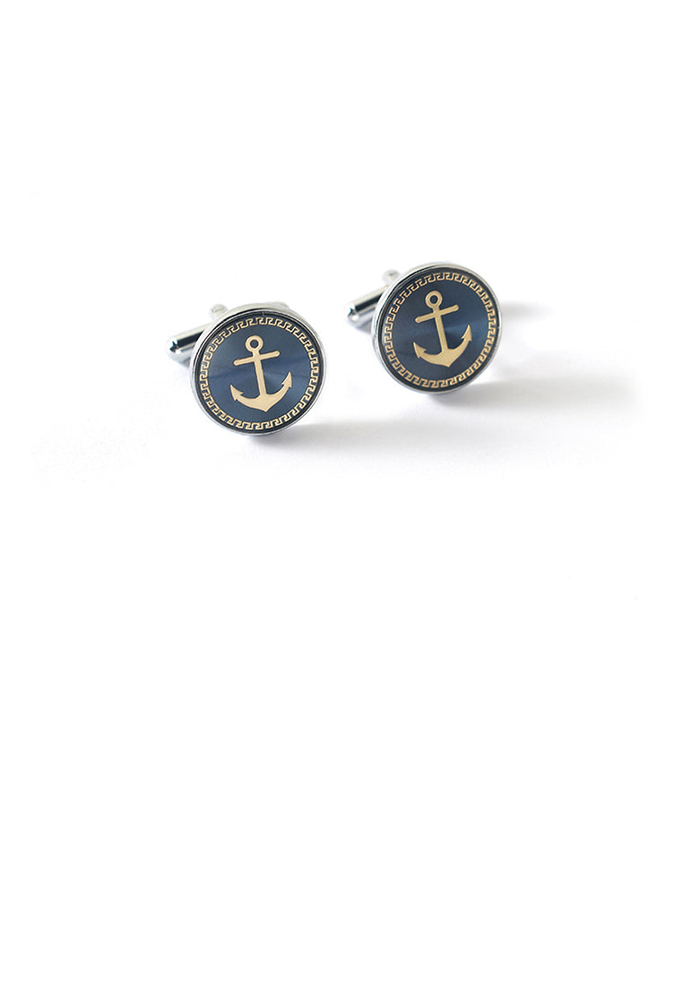 Fashion Personality Anchor Geometric Round Cufflinks