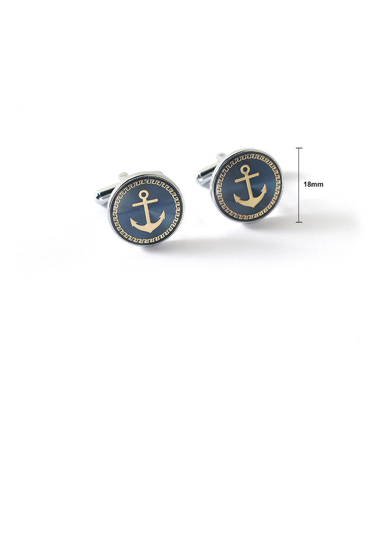 Fashion Personality Anchor Geometric Round Cufflinks