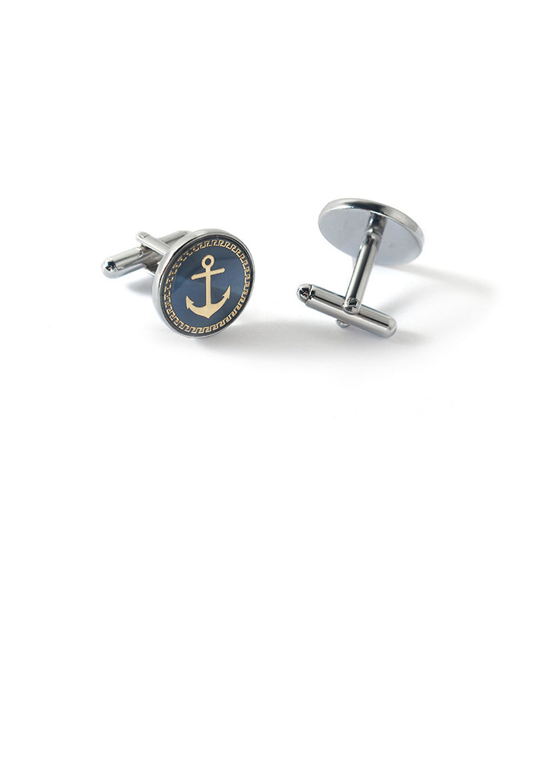Fashion Personality Anchor Geometric Round Cufflinks