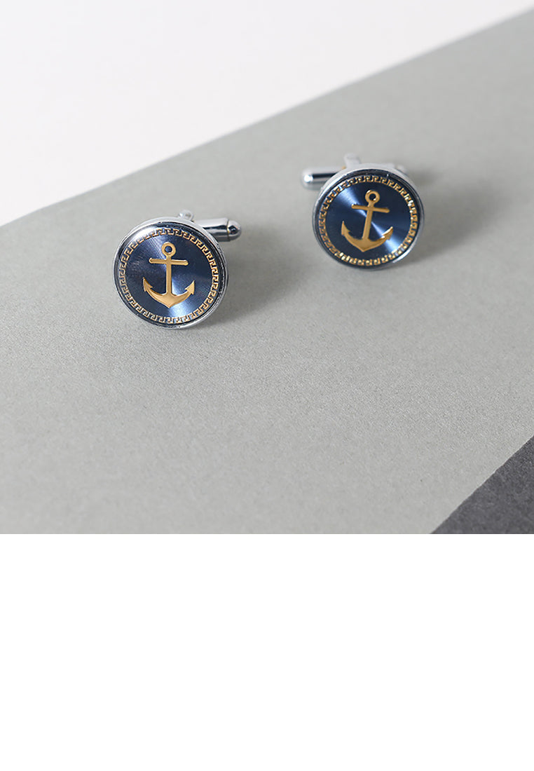 Fashion Personality Anchor Geometric Round Cufflinks