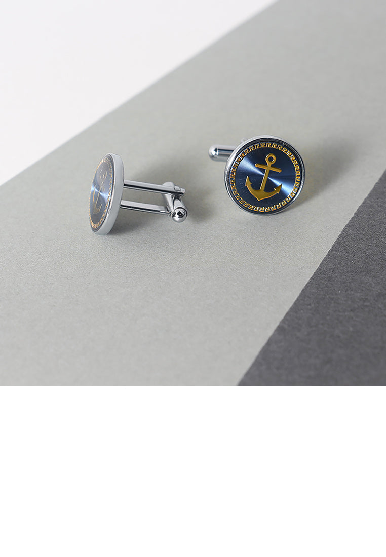 Fashion Personality Anchor Geometric Round Cufflinks