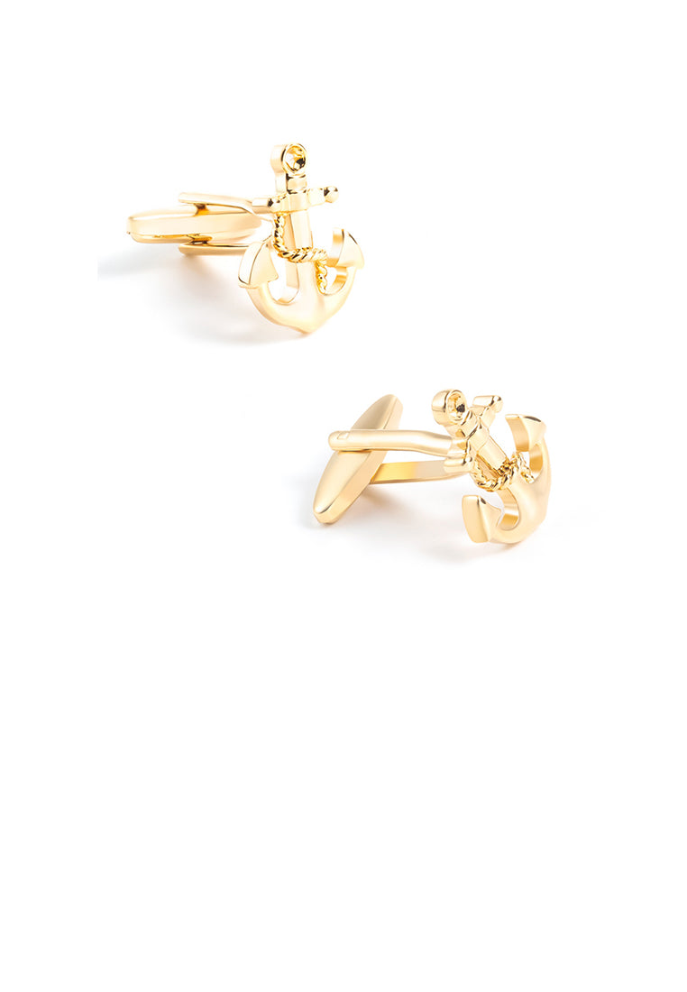 Fashion Personality Plated Gold Anchor Cufflinks