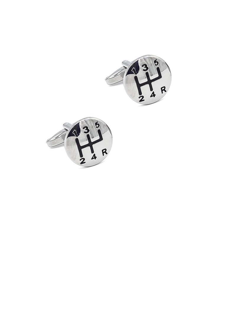 Fashion Personality Car Gear Geometric Round Cufflinks