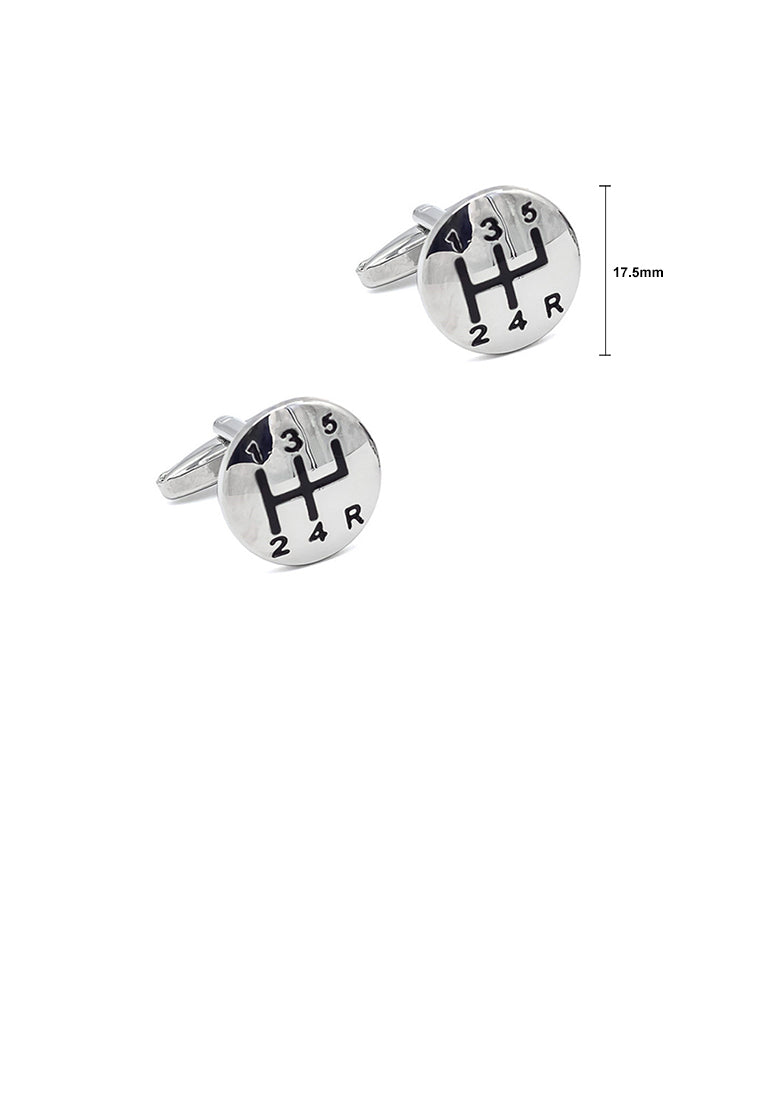 Fashion Personality Car Gear Geometric Round Cufflinks