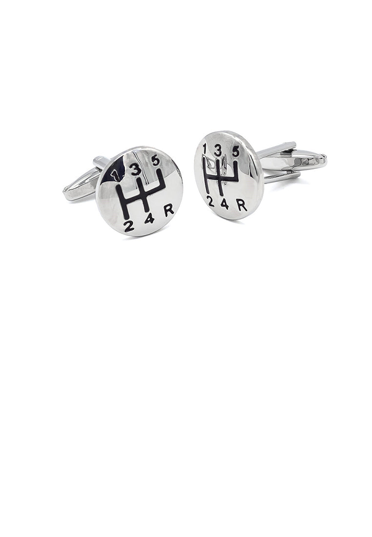 Fashion Personality Car Gear Geometric Round Cufflinks