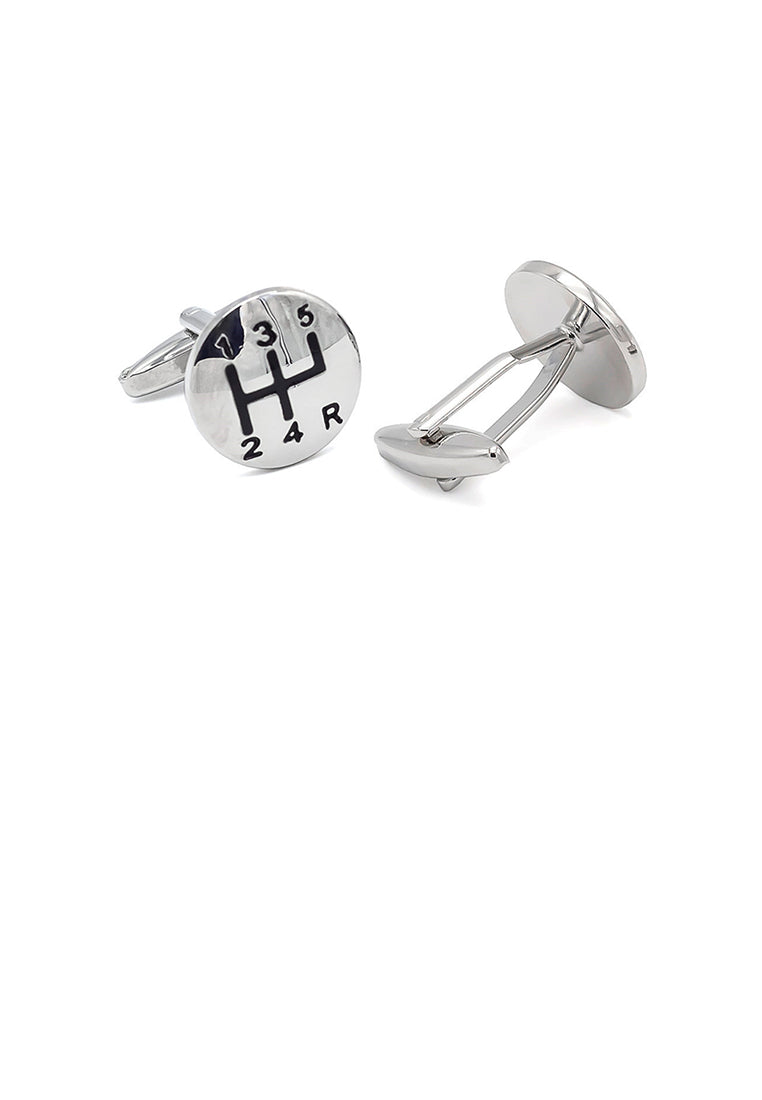 Fashion Personality Car Gear Geometric Round Cufflinks