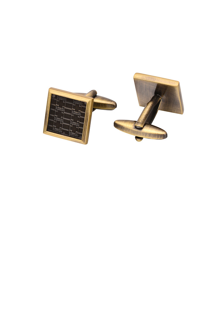 Fashion Vintage Plated Gold Pattern Geometric Square Cufflinks