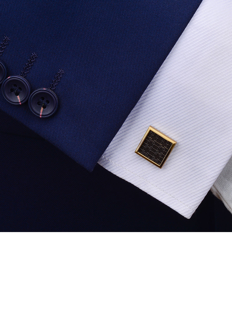 Fashion Vintage Plated Gold Pattern Geometric Square Cufflinks