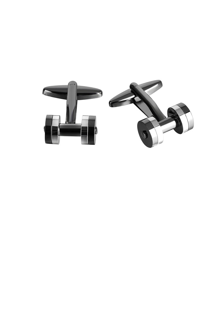 Fashion Simple Black and White Dumbbell Cufflinks