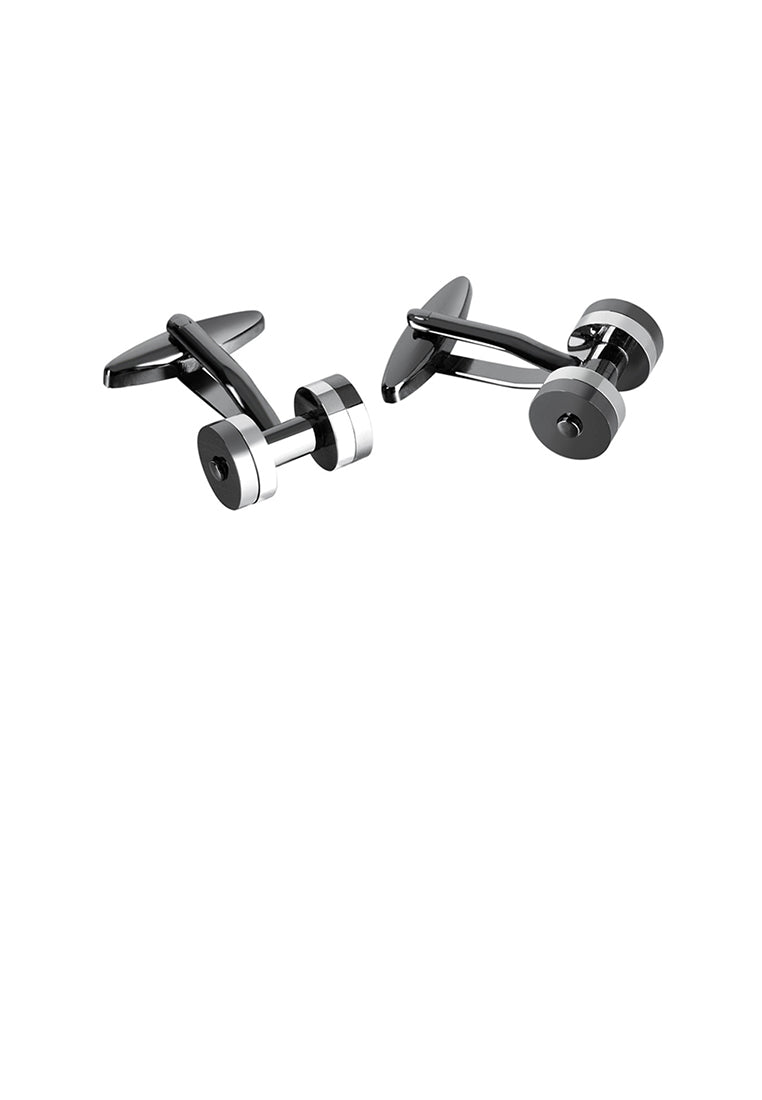 Fashion Simple Black and White Dumbbell Cufflinks