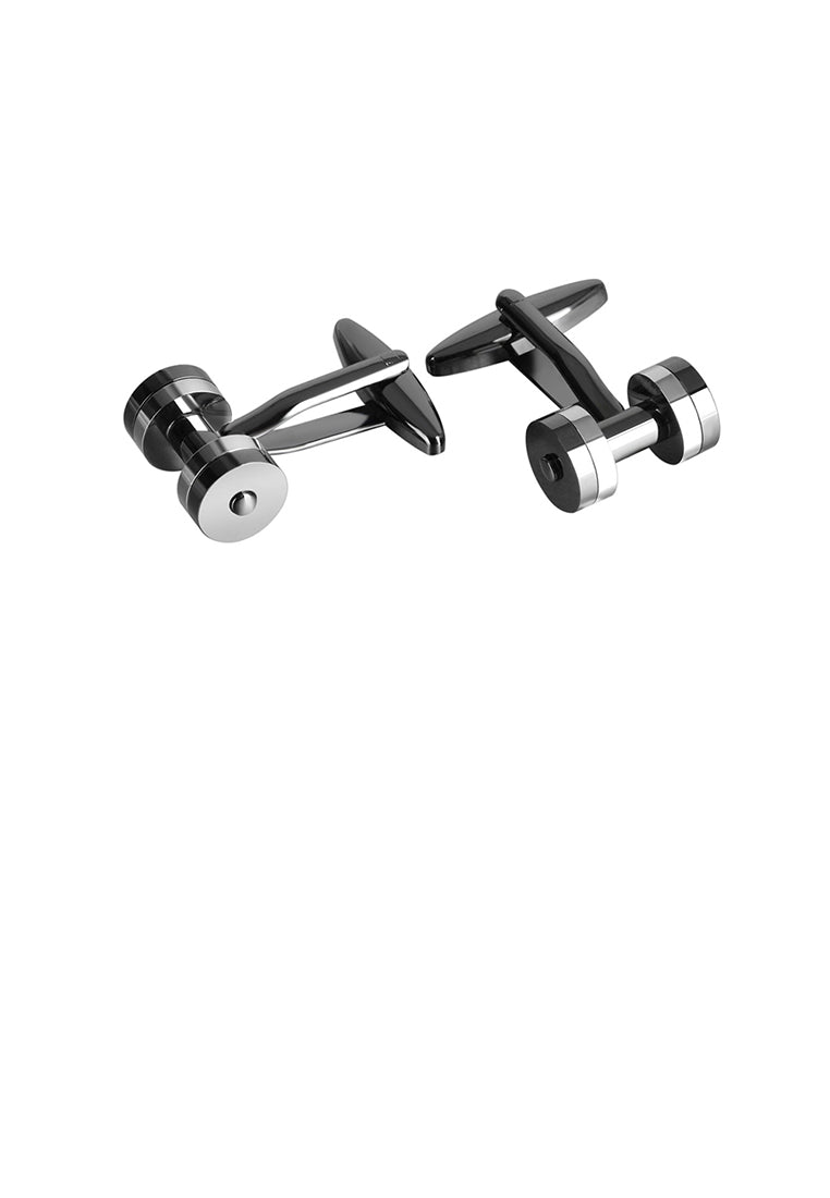 Fashion Simple Black and White Dumbbell Cufflinks