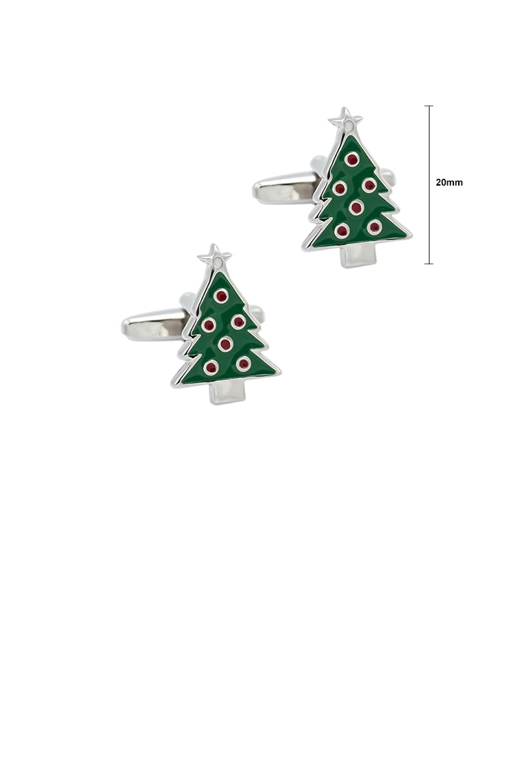 Fashionable Simple Enamel Christmas Tree Cufflinks