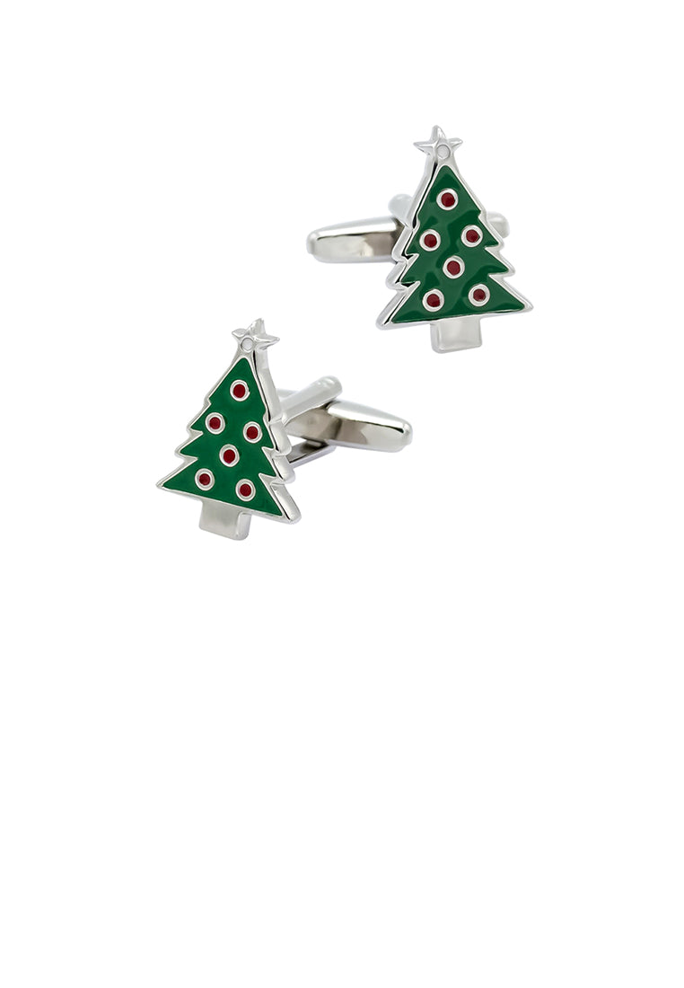 Fashionable Simple Enamel Christmas Tree Cufflinks