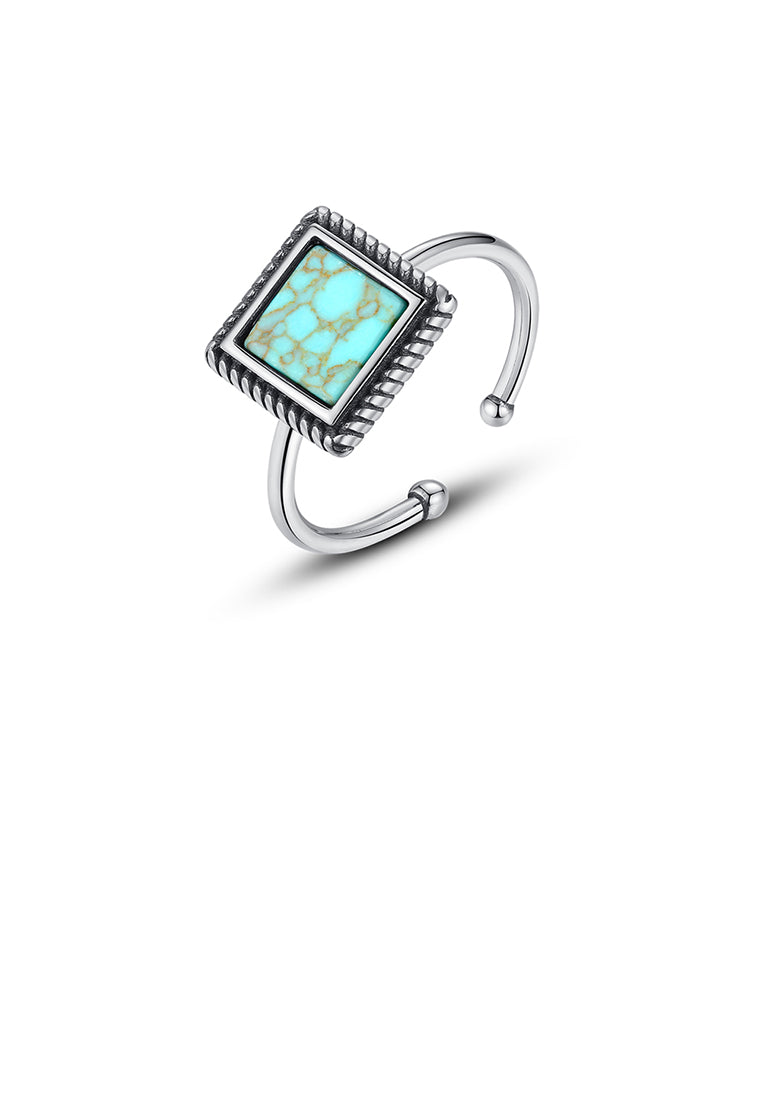 925 Sterling Silver Fashion Simple Geometric Square Adjustable Open Ring