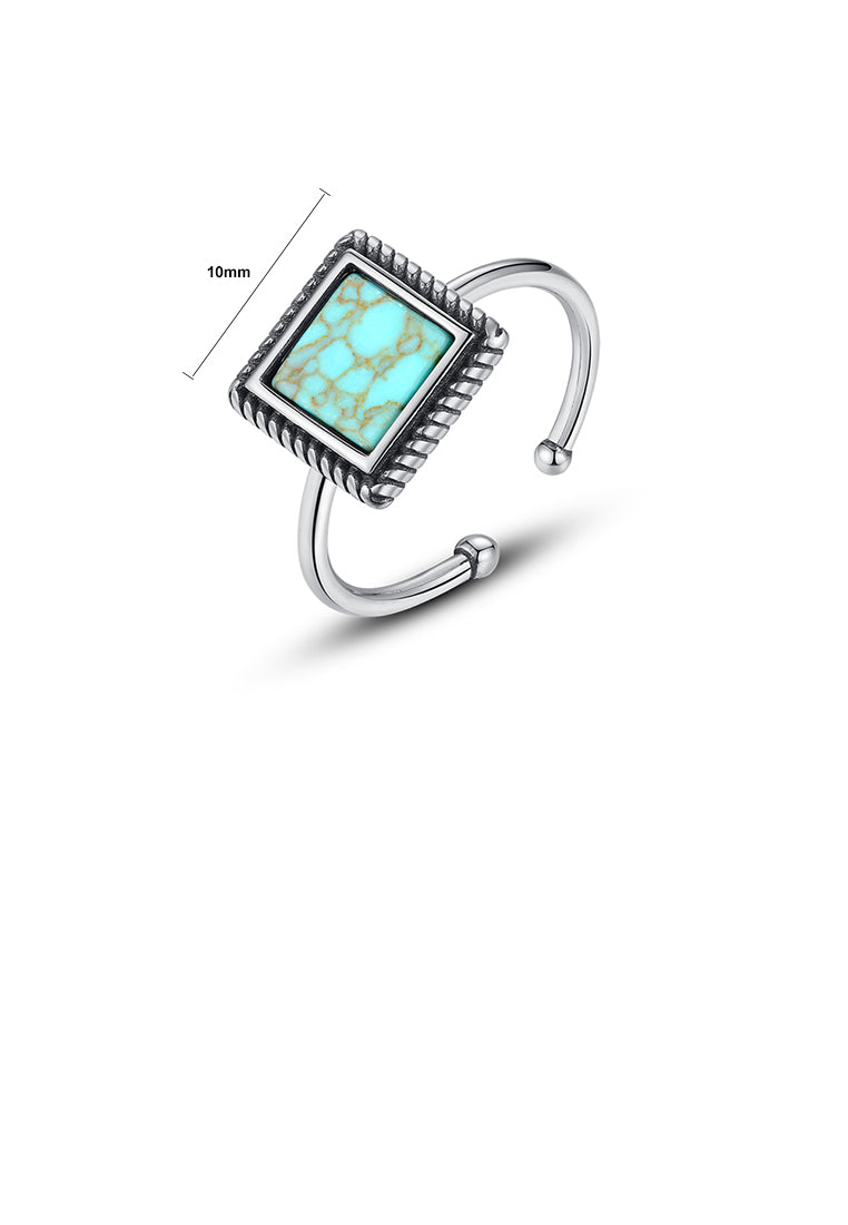 925 Sterling Silver Fashion Simple Geometric Square Adjustable Open Ring
