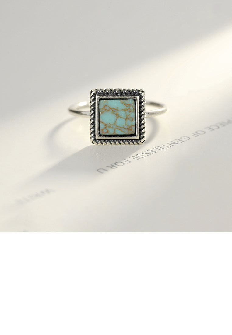 925 Sterling Silver Fashion Simple Geometric Square Adjustable Open Ring