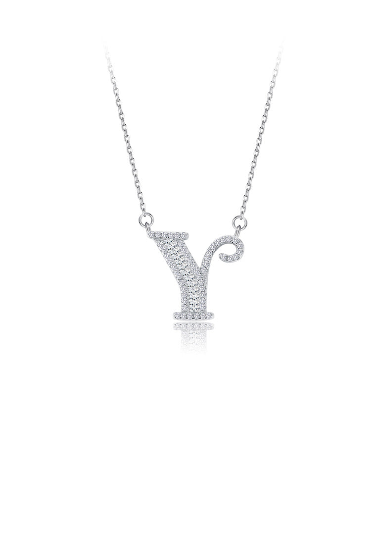 925 Sterling Silver Fashion Personality English Alphabet Y Cubic Zircon Necklace