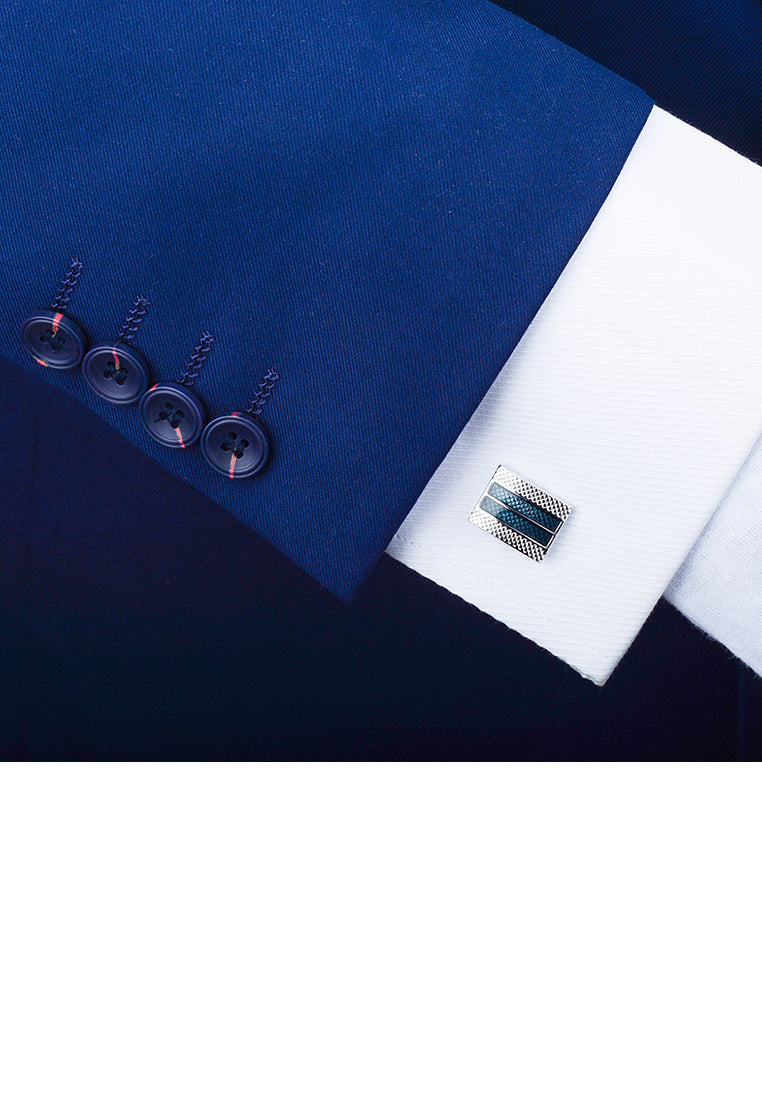 Simple High-end Geometric Rectangular Blue Green Cufflinks