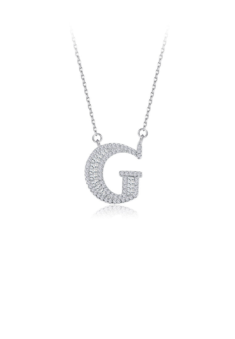 925 Sterling Silver Fashion Personality English Alphabet G Cubic Zircon Necklace