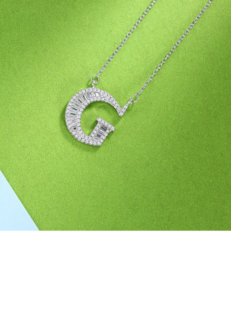 925 Sterling Silver Fashion Personality English Alphabet G Cubic Zircon Necklace