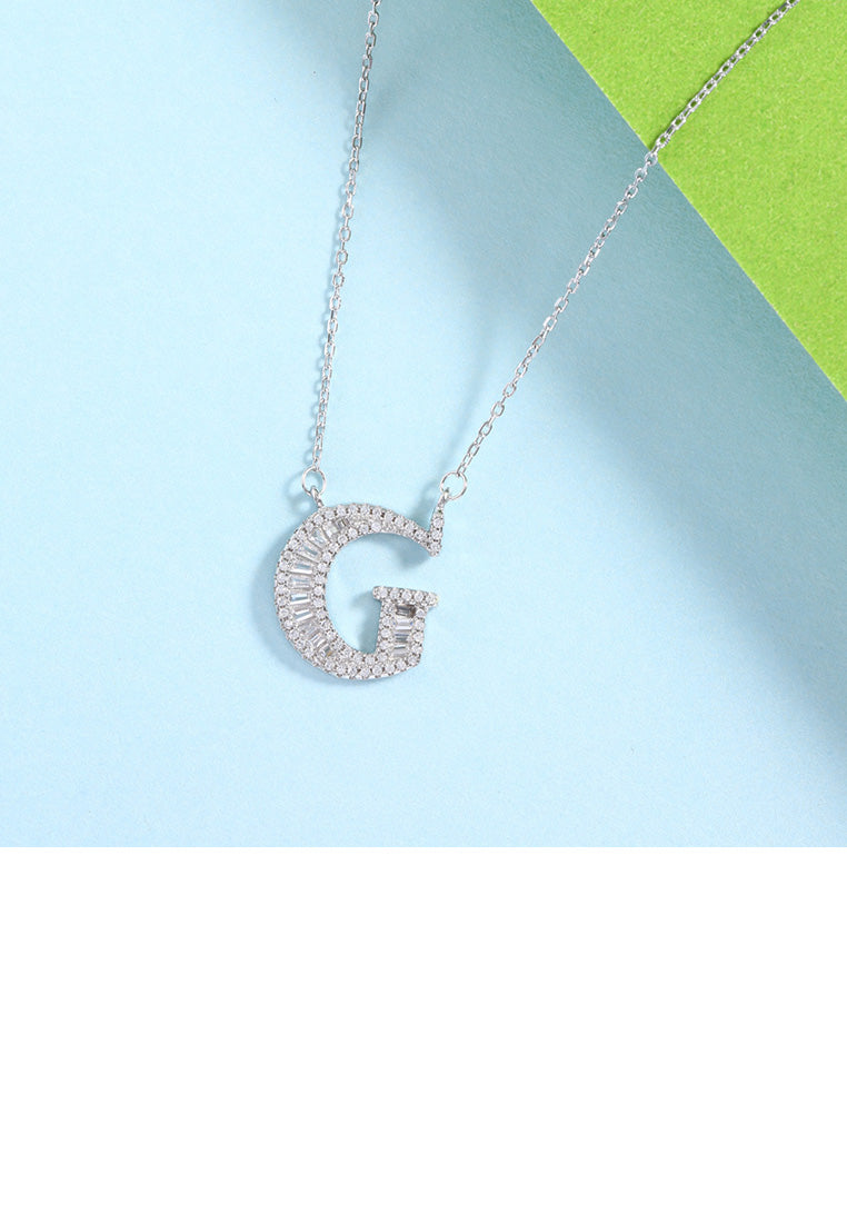 925 Sterling Silver Fashion Personality English Alphabet G Cubic Zircon Necklace