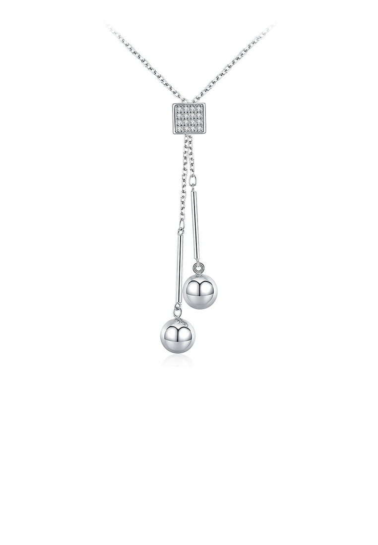 925 Sterling Silver Simple Tassel Necklace with Austrian Element Crystal